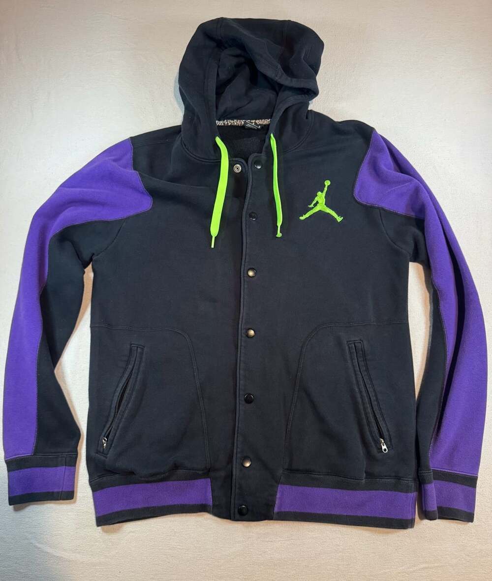 Jordan Varsity Hoodie Size L Black Purple Green